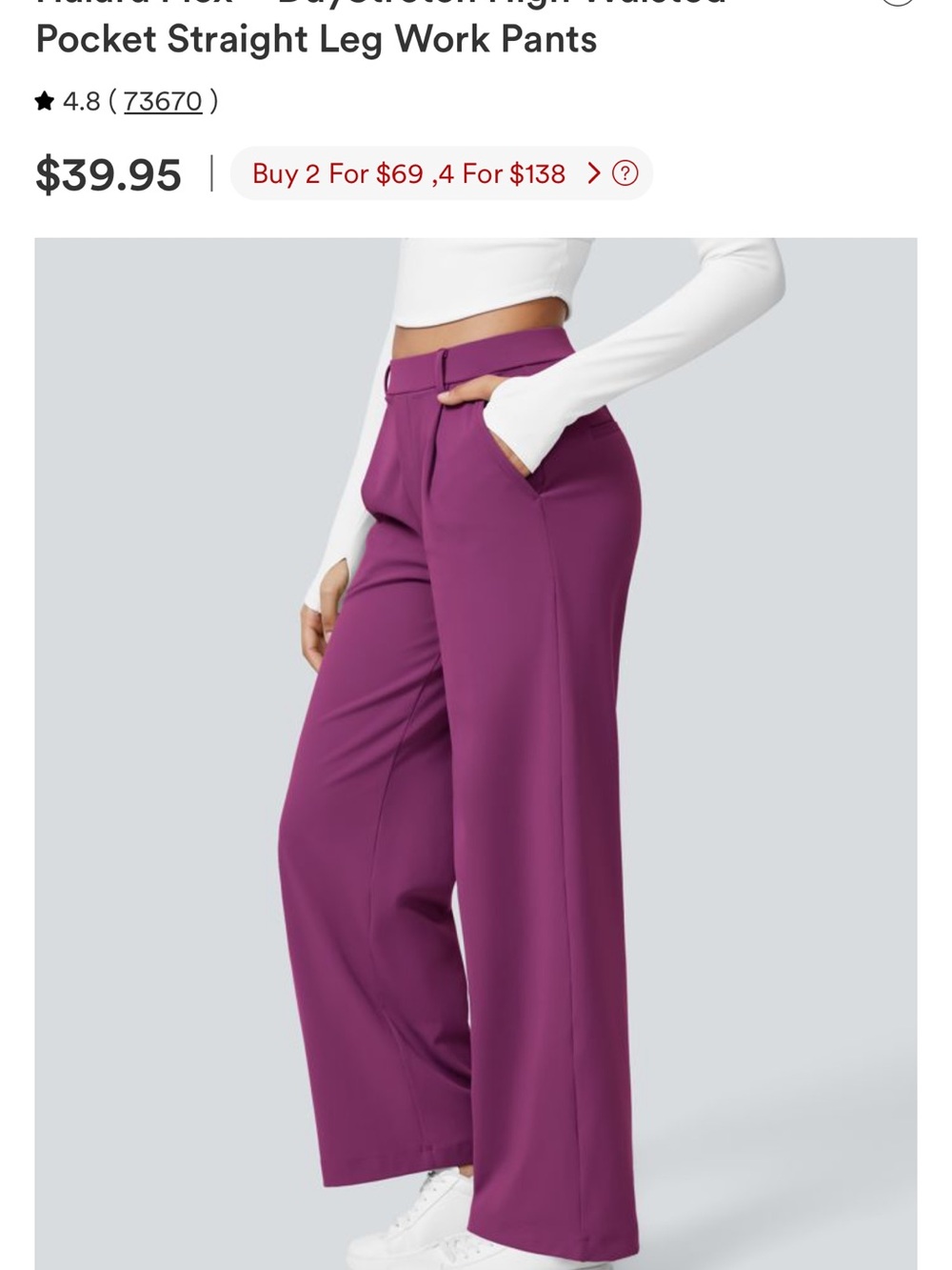 NWOT Halara Flex™ DayStretch High Waisted Pocket Straight Leg Work Pants MEDIUM - Picture 10 of 11